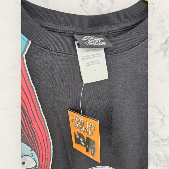 Disney Jack & Sally Nightmare Before Christmas Sweatshirt Black Large - Picture 6 of 6